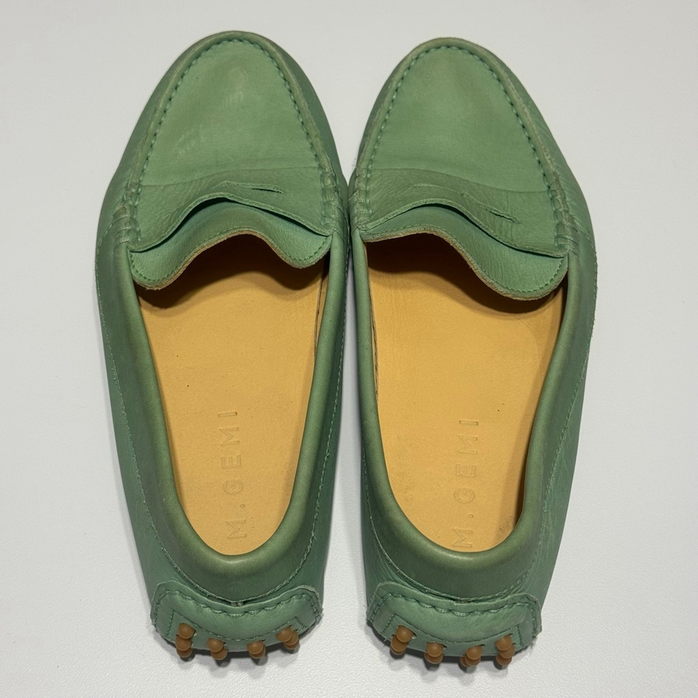 M. Gemi Pastoso Slate Green Leather Driving Loafers Made in Italy Size 35/Size 5 - Picture 6 of 11